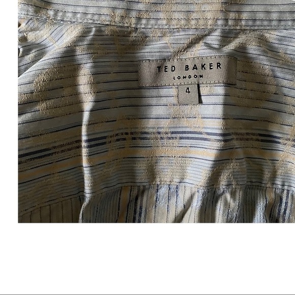 Ted Baker London Powder Blue with Tan Floral Embossing Button Front LS Men’s Lrg - Picture 8 of 9